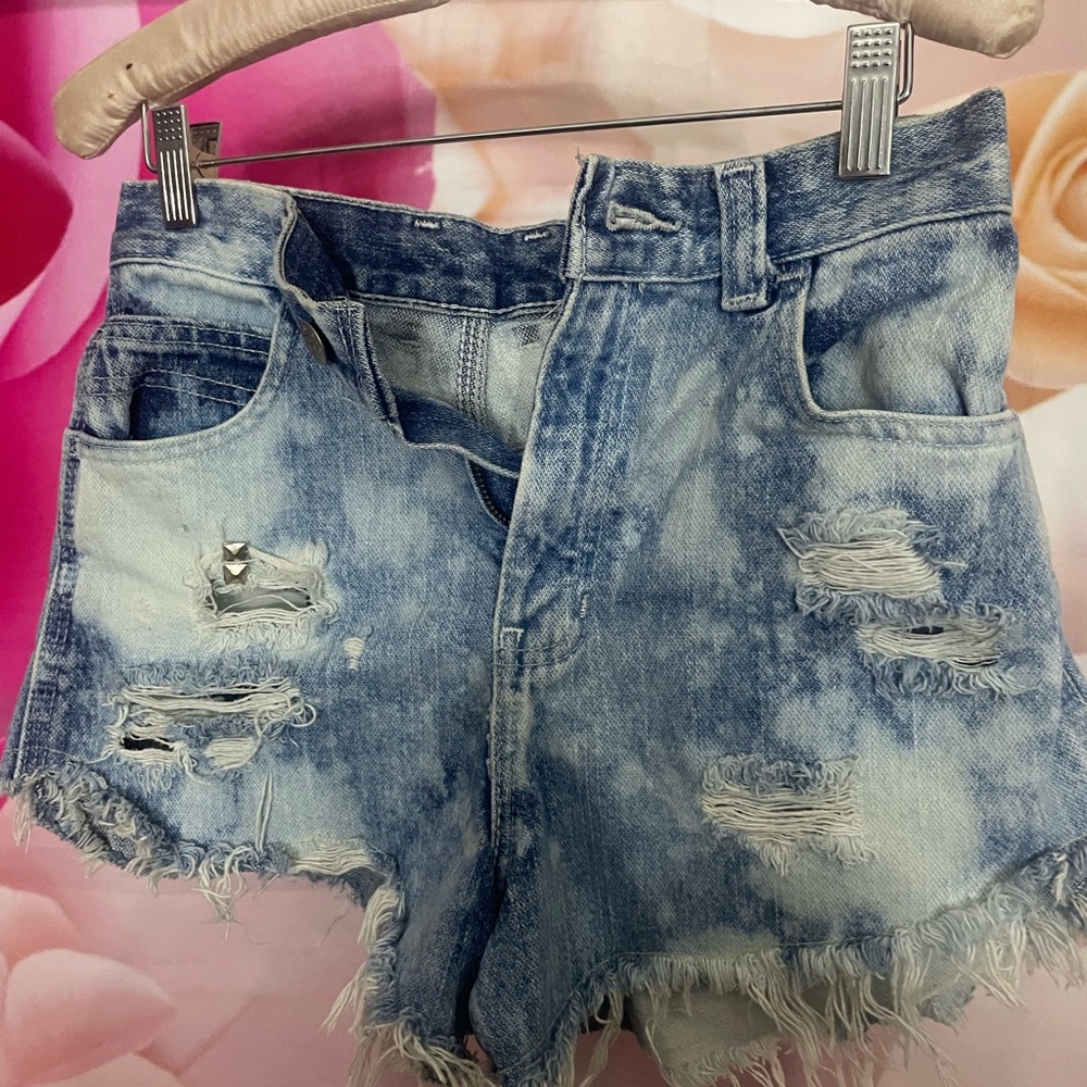 Distressed Blue Denim Women Shorts